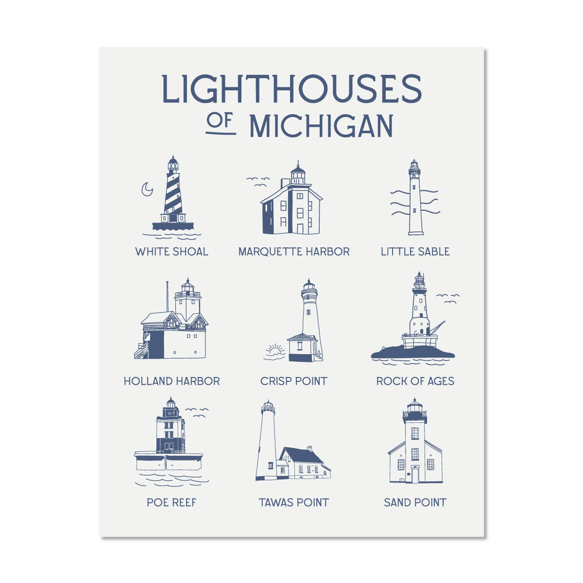 lighthouses-of-michigan-print