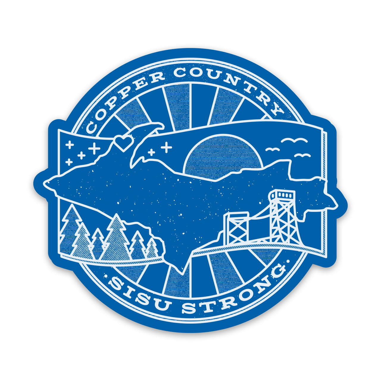Copper Country Sisu Strong Flood Relief Sticker - Blue