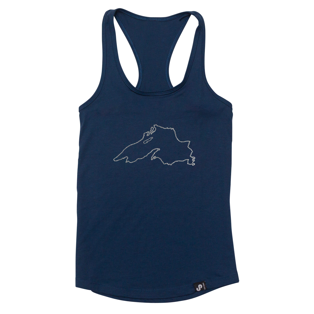 Lake Superior Outline – Navy Racer Back