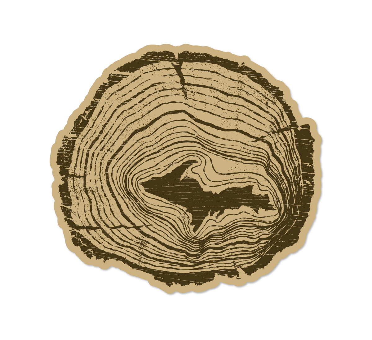 Upper Peninsula Tree Rings Sticker